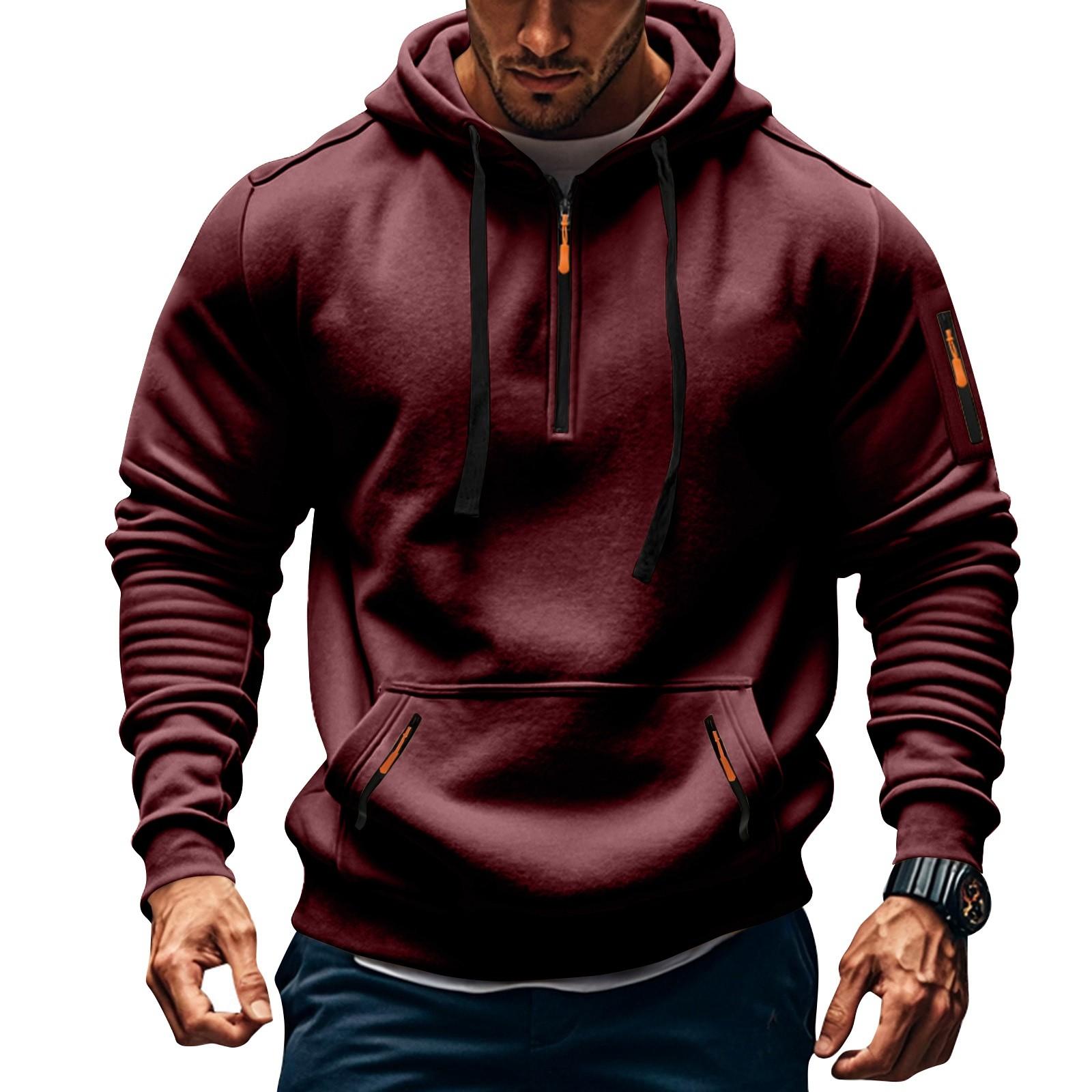 YaseHasaki Heren Sweatshirt Hoodie Rits Arm Zak Cardigan Heren Sport Grote Maat Casual Hoodie XL