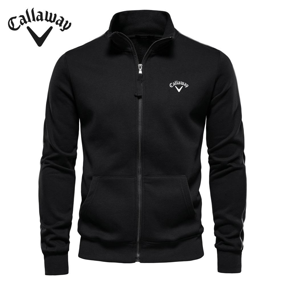 Callaway Geborduurde Herfst Winter Nieuwe Heren Opstaande Kraag Rits Lange Mouw Sweatshirt Sport Contrasterende Kleur Casual Cardigan Jas XXL