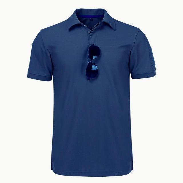 RC BAG Militair tactisch T-shirt Outdoor Sport Snel drogend revers Korte mouw Shirt Zomer wandelen Training Tee Herenkleding Casual Tops XXL blauw