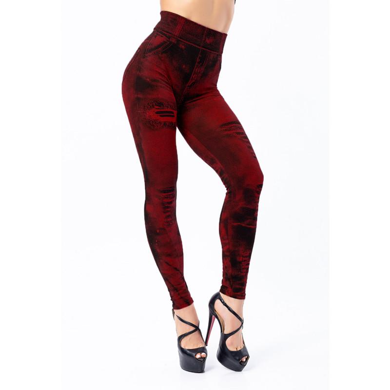 Zorioneko Dames rekbare imitatie jeans denim legging hoge taille skinny broek 3XL
