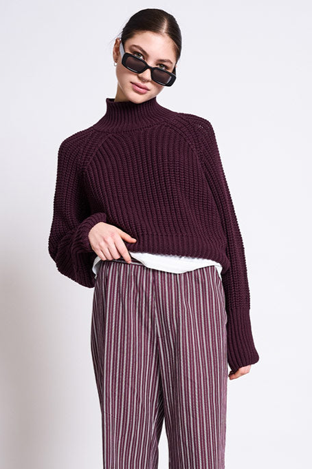 JAN N JUNE JAN 'N JUNE Damen vegan Pullover Ola Kirschenrot