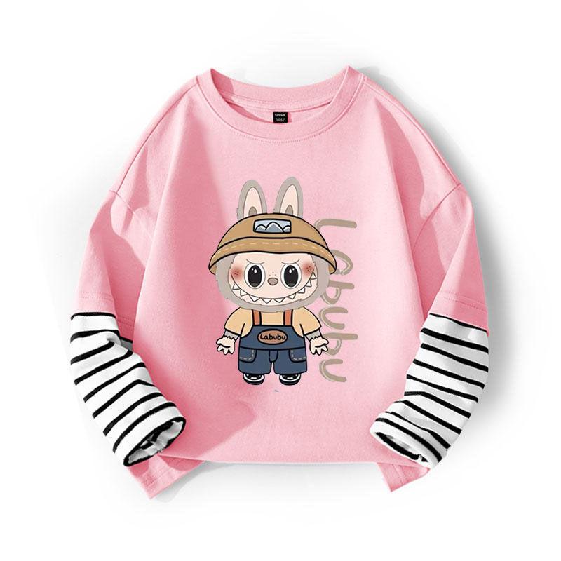 Molia Spring and Autumn Girls' labubu casual base shirt Children's top 120