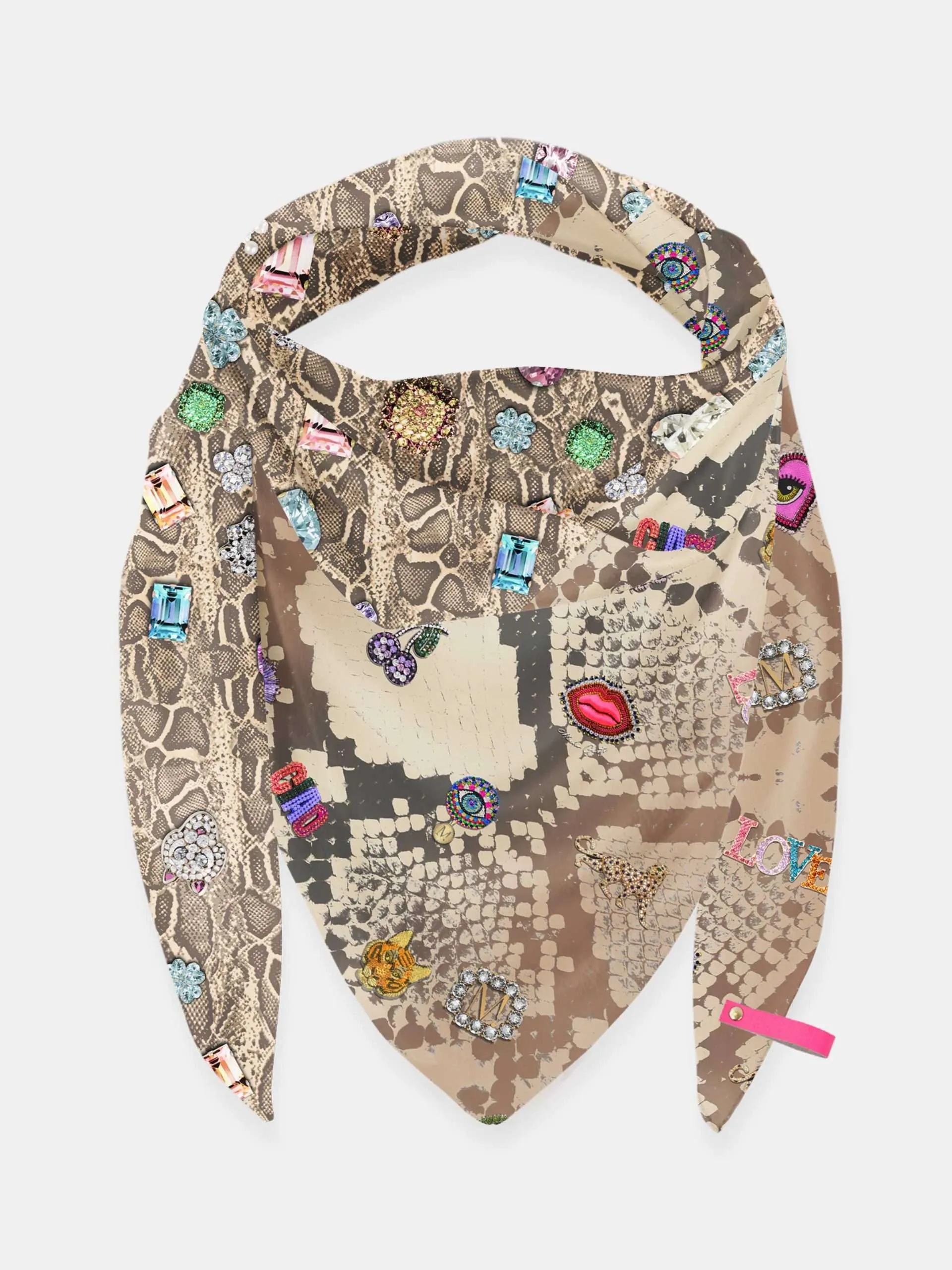 Mucho Gusto Zijden sjaal st. tropez paisley met strepen patchwork