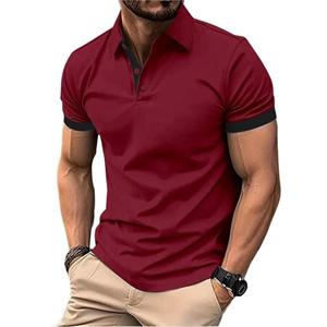 King Billion Men's Polo Shirt Short Sleeve Casual Slim Fit Color Blocking T-shirts England Style Streetwear Polos for Men's Tops Tees XXXL bordeaux