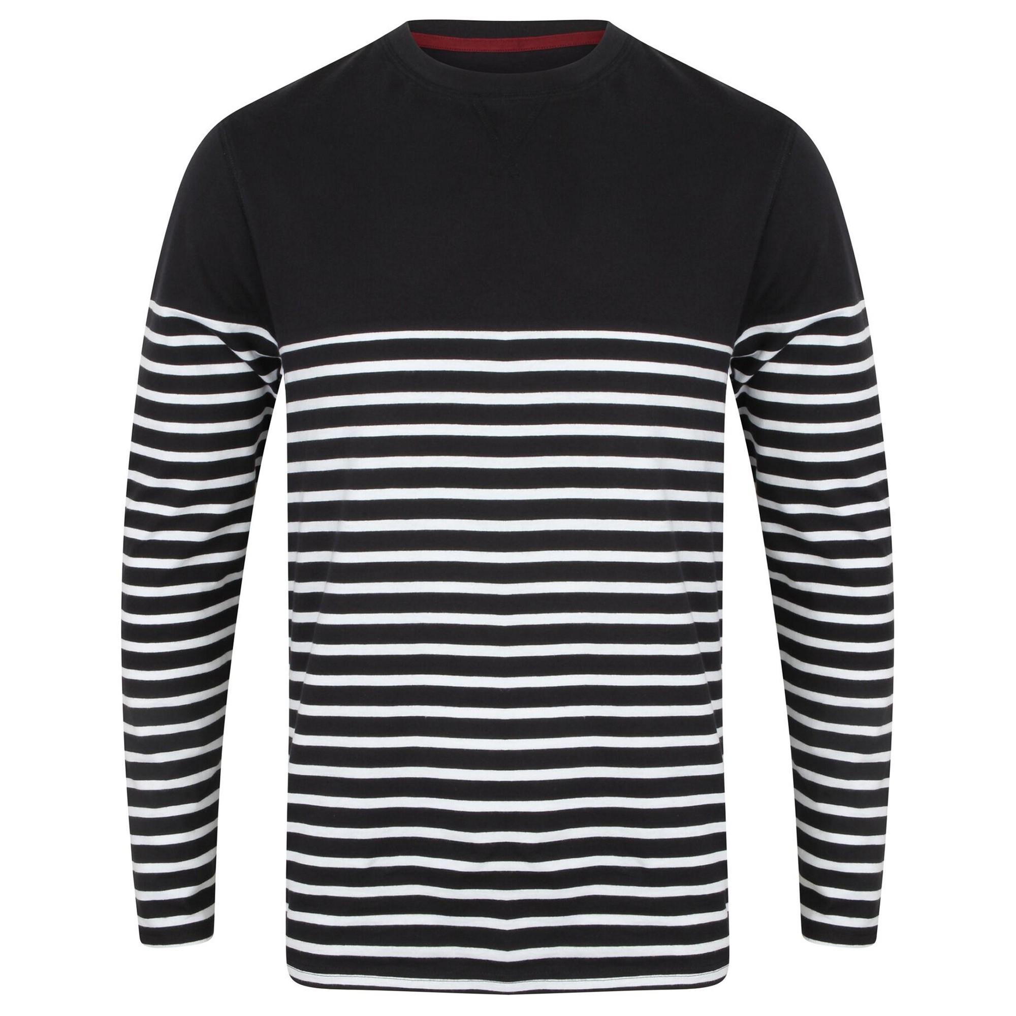 FRONT ROW Heren T-shirt met lange mouwen en Bretonse strepen XXL