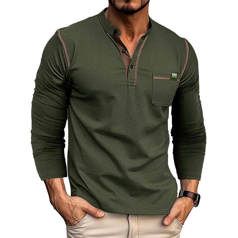 Yoghurt Pasvorm voor heren Henley-shirts met lange mouwen Stretchondergoed Informeel Basic Tops Knoop Ademend Sport-T-shirts Atletisch Workout Vochtregelerend T-shirts XXXL
