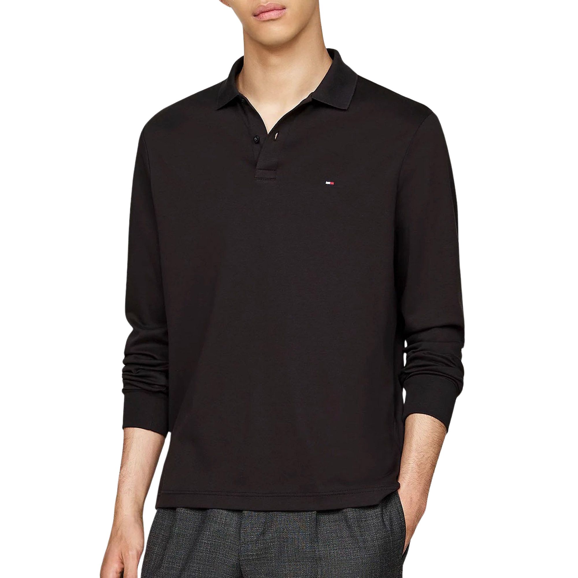Tommy Hilfiger Poloshirt met lange mouwen L/S LIQUID COTTON REG POLO met jersey en merklabel