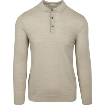 Profuomo Sweater  Longsleeve Poloshirt Merinowol Beige