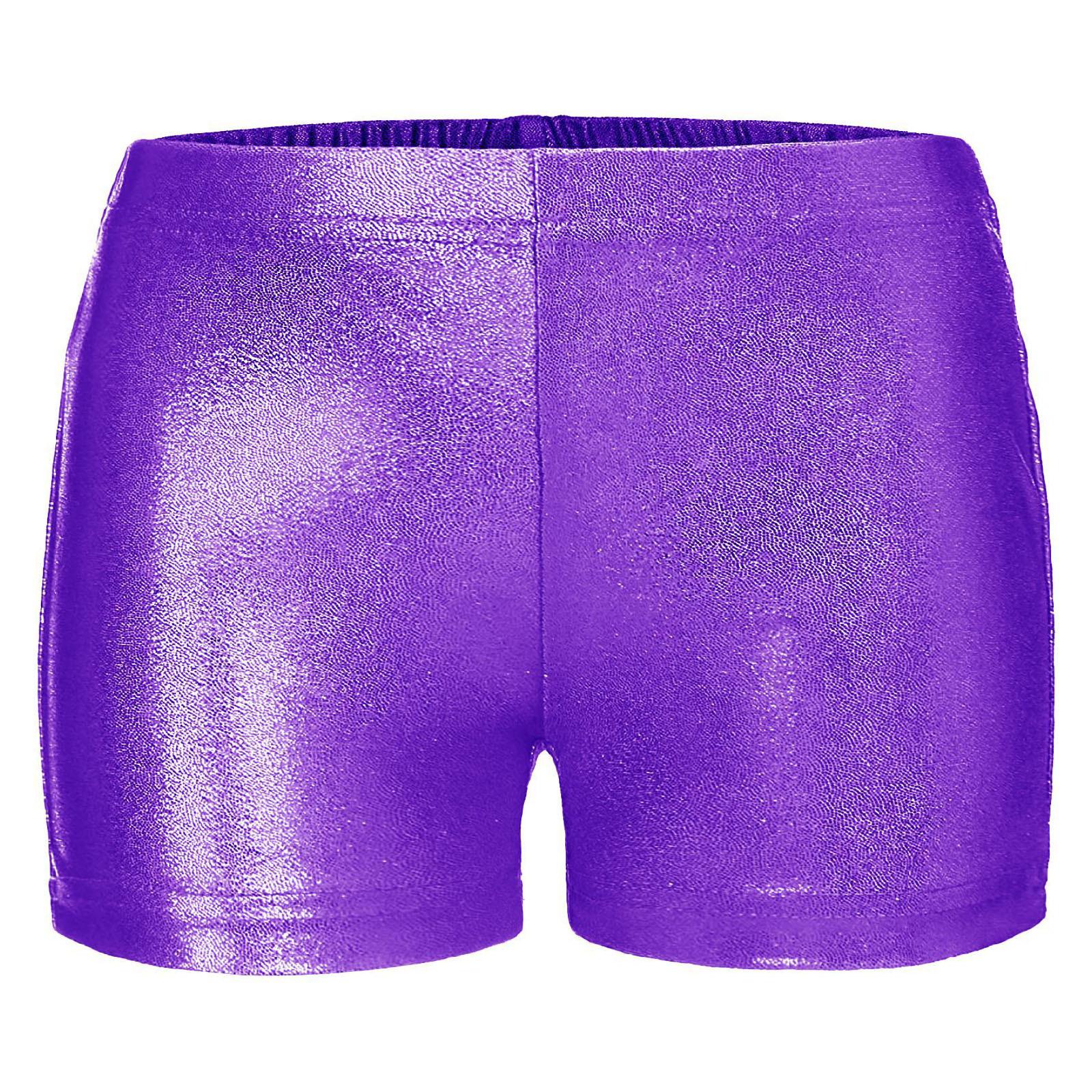 Fldy Meisjes kinderen metallic dansshorts gymnastiek atletische boxershorts voor yoga sport fietsen hardlopen 7-8 Years