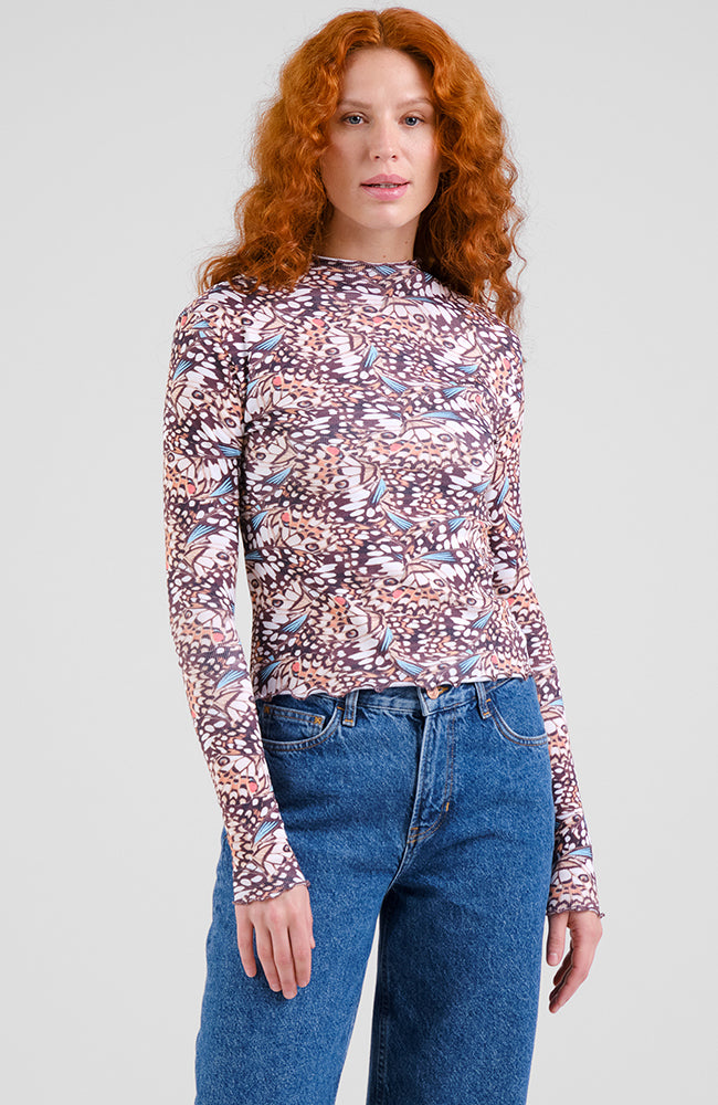 Dedicated Damen vegan Top Gerippt Ryd SchmetterlingsflÃ¼gel Muster Multicolour