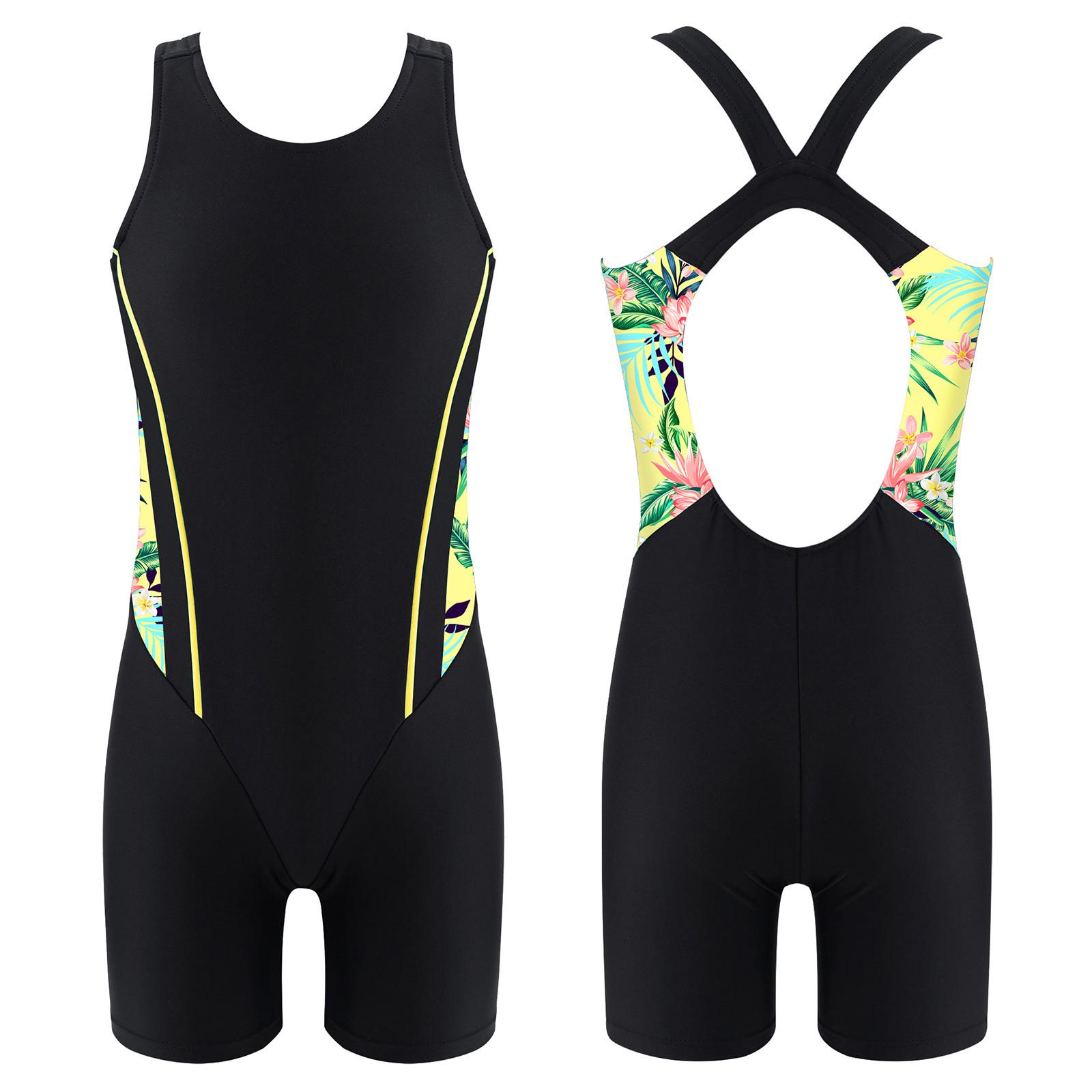 ZDHoor Kinderen Meisjes Eendelig Mouwloos Ronde Hals Shorty Wetsuit Badpak Badmode Badpak 11-12 Years