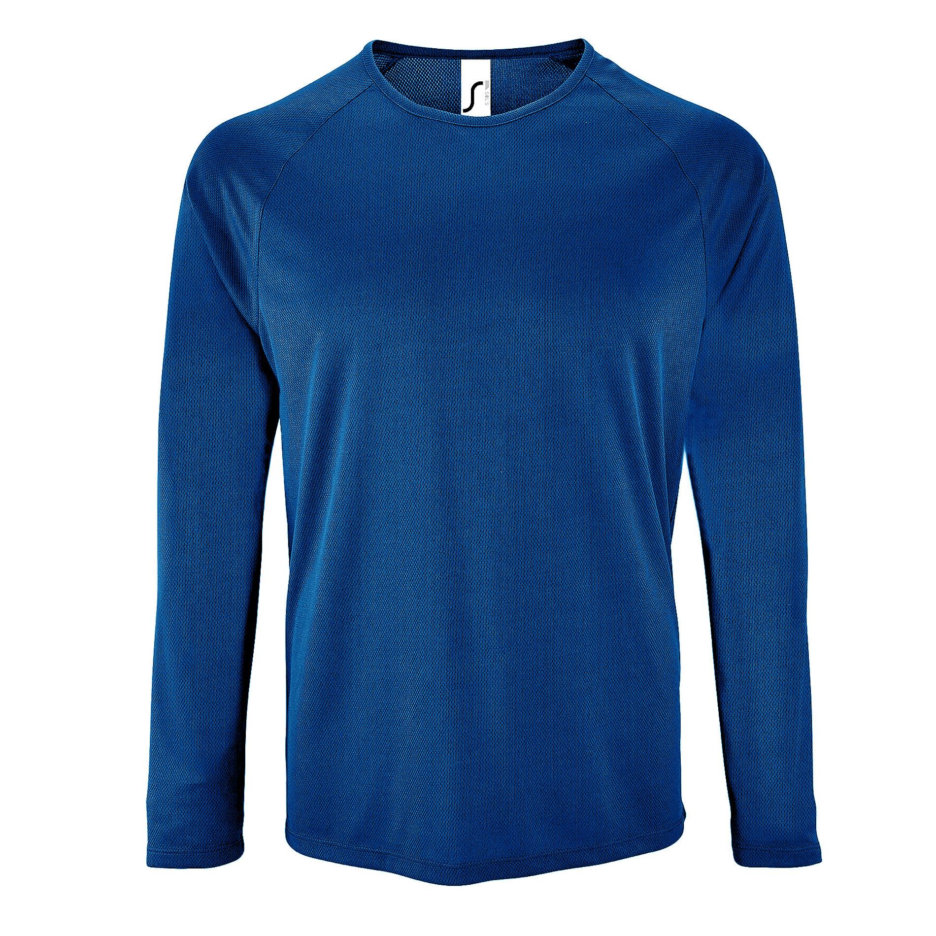 SOLS Sportief prestatie-T-shirt met lange mouwen voor heren S koningsblauwe kleur