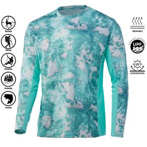 ETST 007 Herenshirt UV-bescherming Buitensporten Ronde hals Tops, Hardloopzon T-shirts UPF50+ Heren Lange Mouw Visshirt - Ademend 2XL