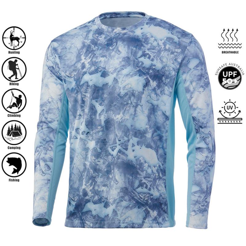 ETST 007 Herenshirt UV-bescherming Buitensporten Ronde hals Tops, Hardloopzon T-shirts UPF50+ Heren Lange Mouw Visshirt - Ademend 6XL