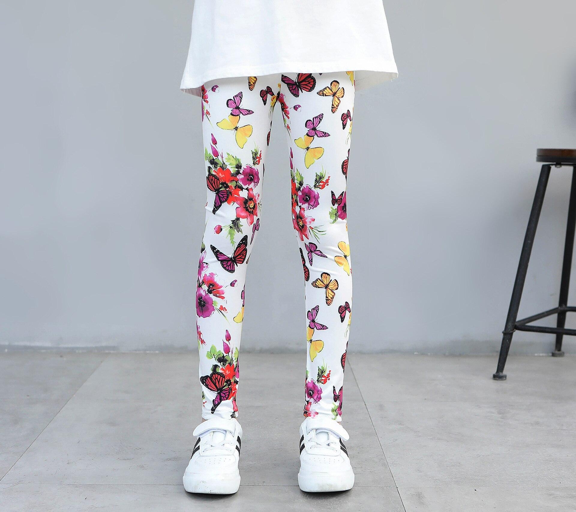 PenGo Studio 2T -12T meisjesleggings lente en herfst dunne kinderstretch bedrukte broek Koreaanse kinderbroek zomerkleding 160 wit