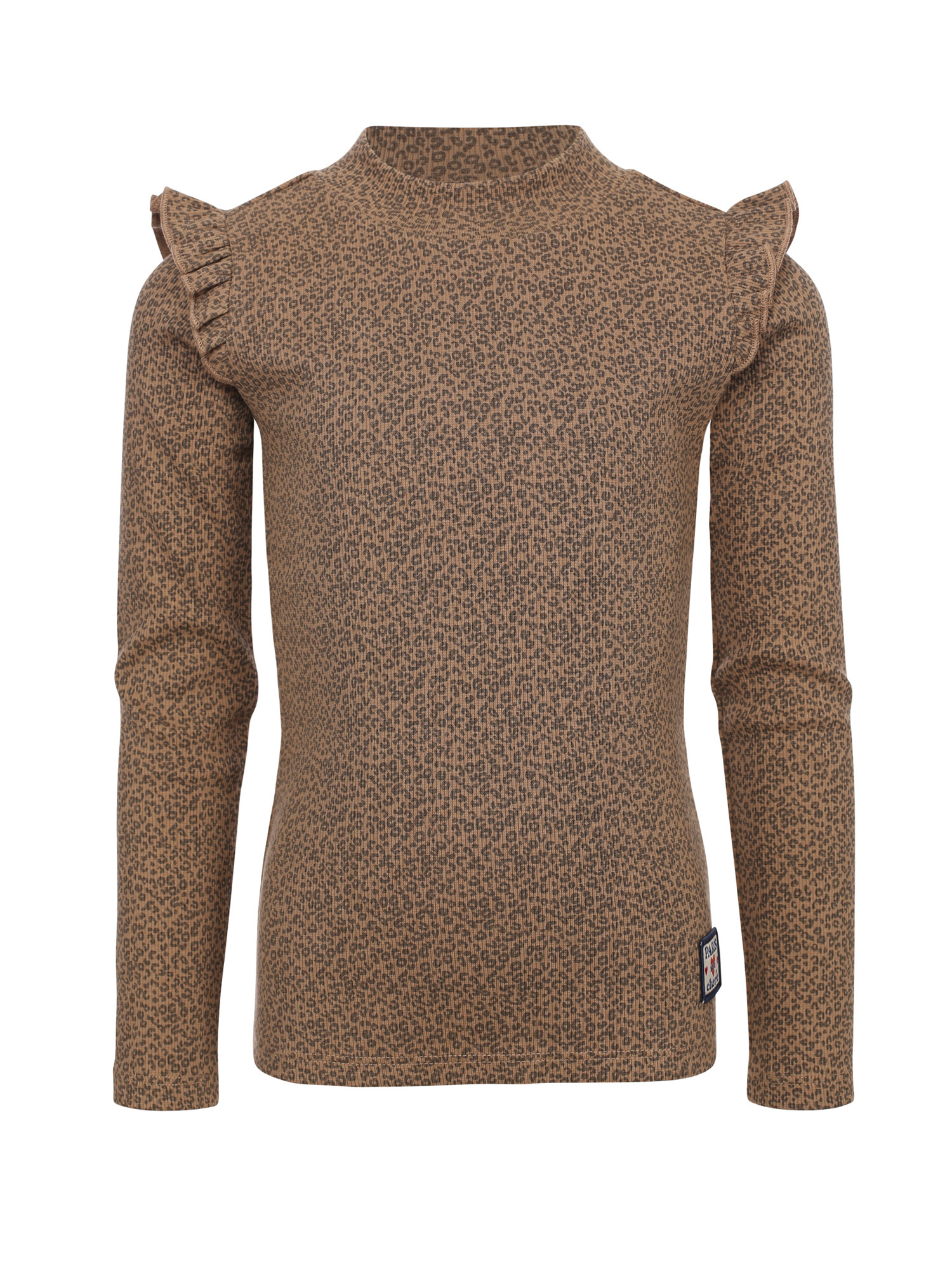 LOOXS Little winter t-shirt meisjes - bruin - mini luipaard/rib/longsleeve
