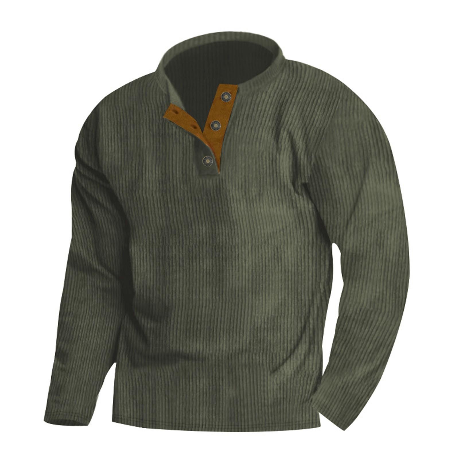 Xingben Four Heren losse effen kleur knoop stand kraag patch zak capuchonloos sweatshirt L