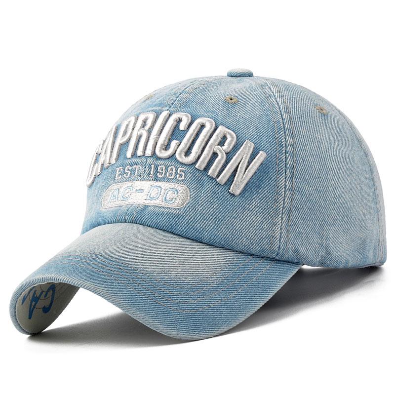 Cap Factory Mannen en vrouwen Cowboy Baseball Cap Borduren Letters Zomer Hip Hop Sport Cap XL denimblauwe kleur