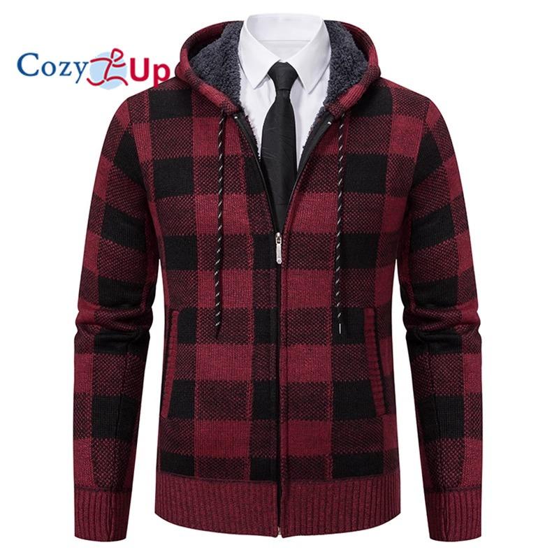 Cozy Up Cosy Up Fleece vest voor heren met ritssluiting, winterwarme sherpa gevoerde jas, hoodies met zakken 4XL rood