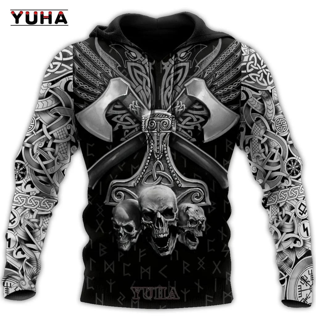 Xiao Xiang Sweatshirts 3D Print Vikings Klassieke Wolf heren Hoodies Jas Lente Herfst Mode Truien Hip Hop Punk Oversized Tops 5XL