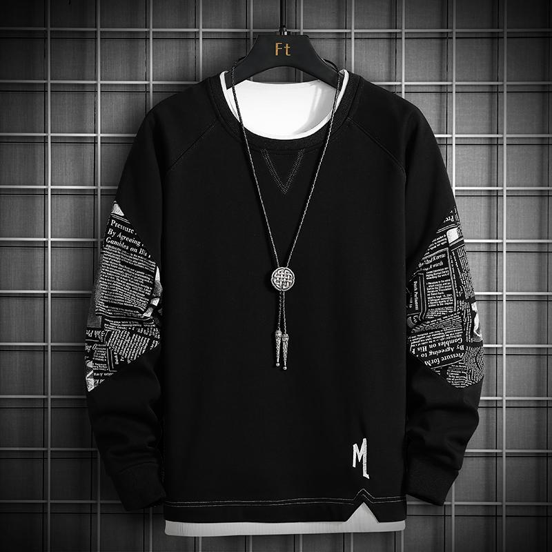 AKA005 Single Road Crewneck Sweatshirt Heren Lente Harajuku Oversized Japanse Streetwear Zwarte Hoodie Heren Sweatshirts Hoodies Mannelijk XL