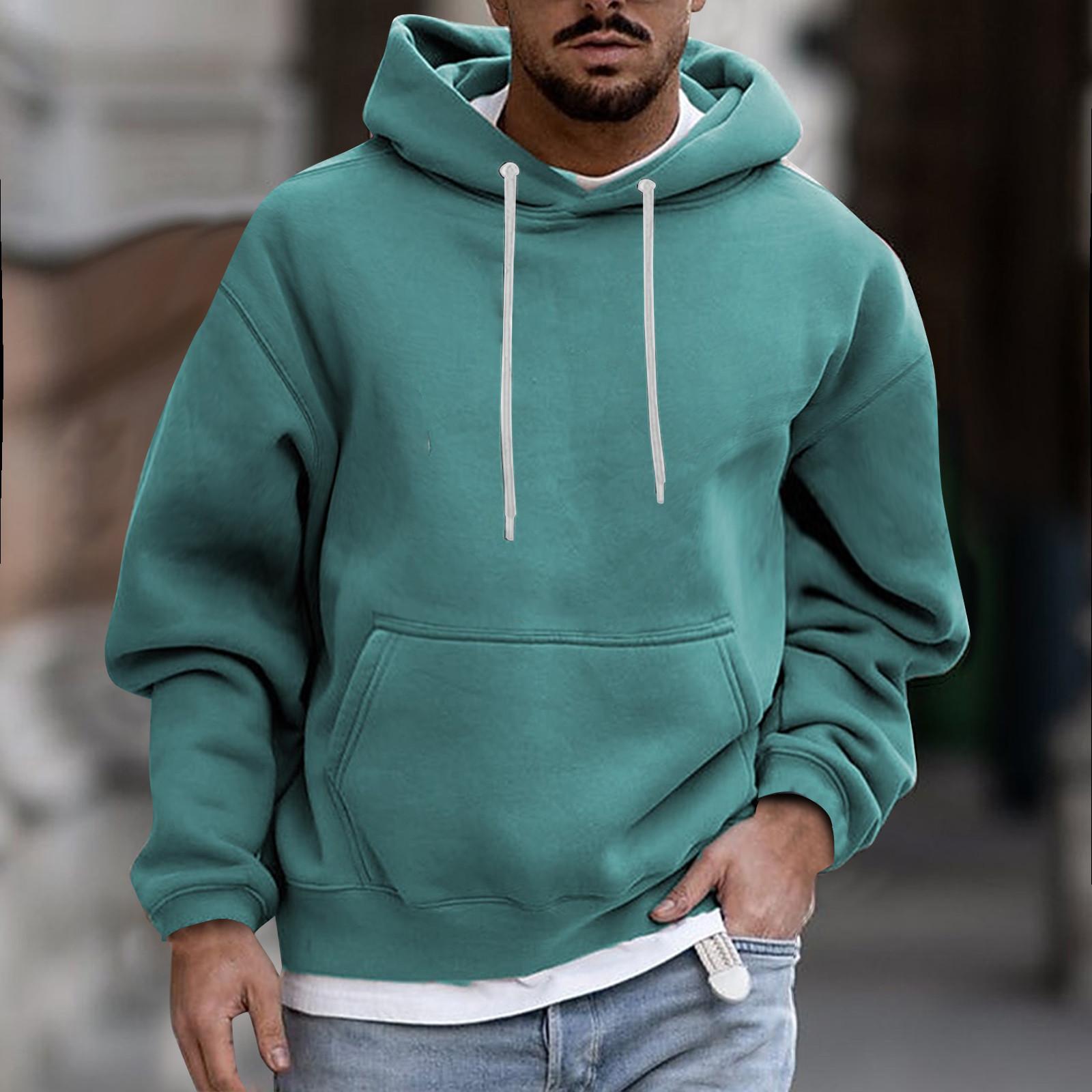 ZuiBaDuDu Heren effen kleur pluche warme jas fleece trui casual jas zak trui herfst winterjas XL сyaan