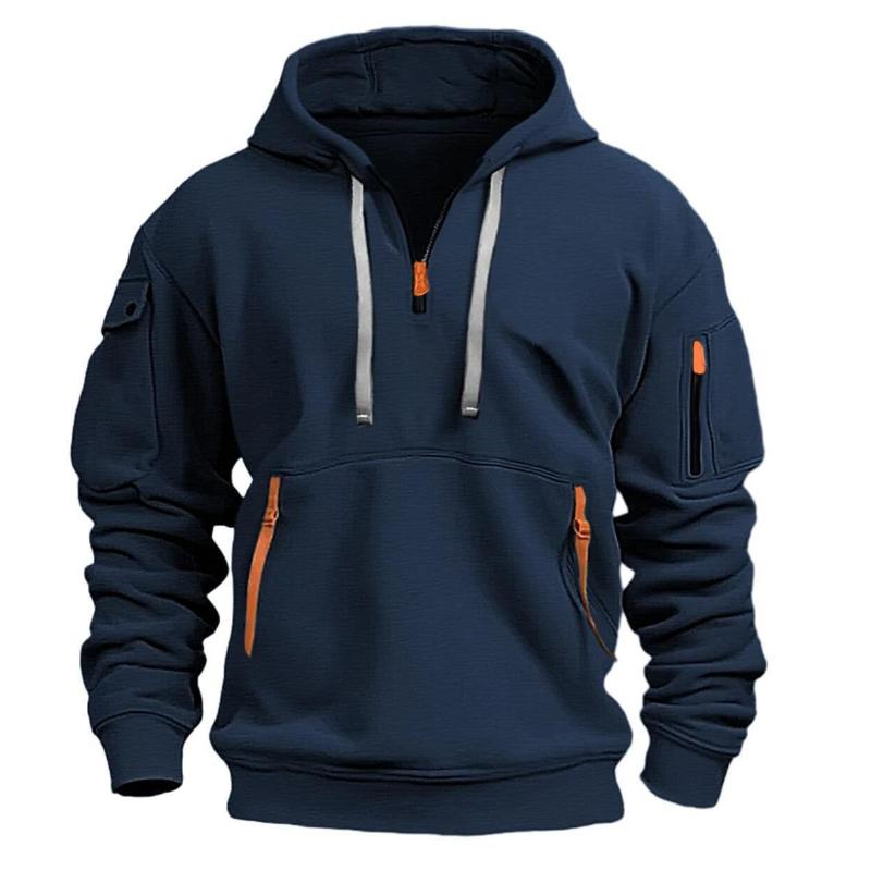 Cloudy and sunny days Men's Sporty Casual Hooded Sweatshirt - Ribbed Cuffs & Hem,  Machine Washable, Solid Color for Hiking & Outdoor Activities XL