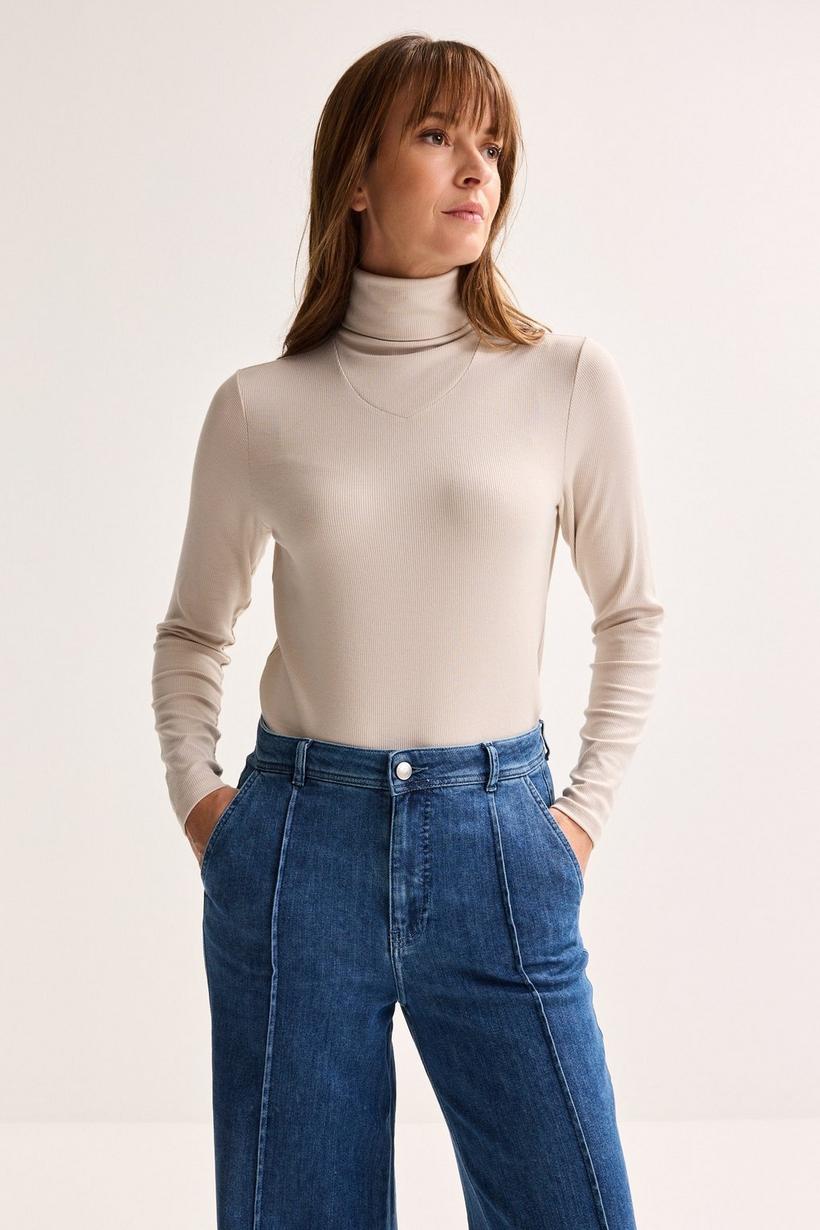 Améline Fijne Geribde Sous-pull Met Rolkraag