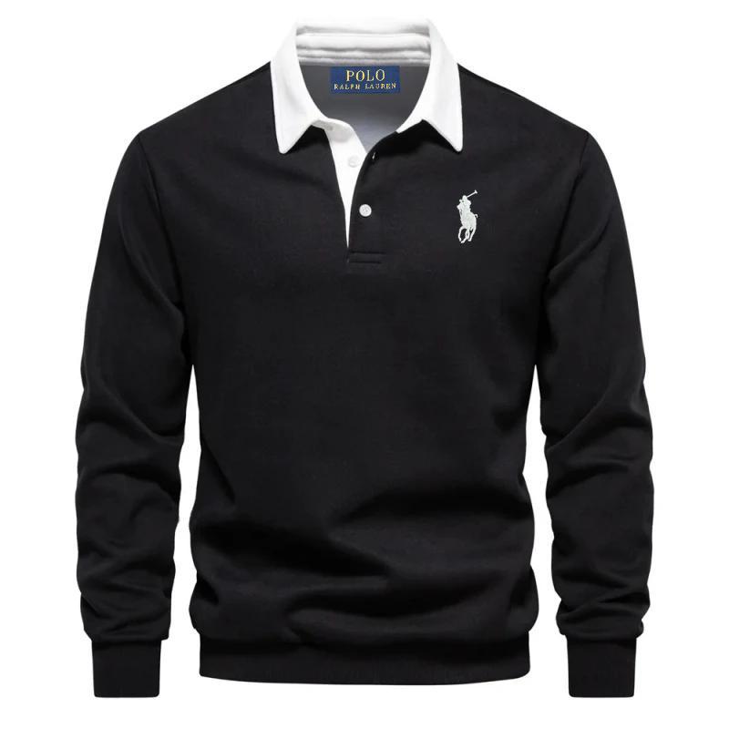 Polo Ralph Lauren Pony Embroidered Men's Pure Cotton Long Sleeved Polo Shirt for Autumn and Winter L