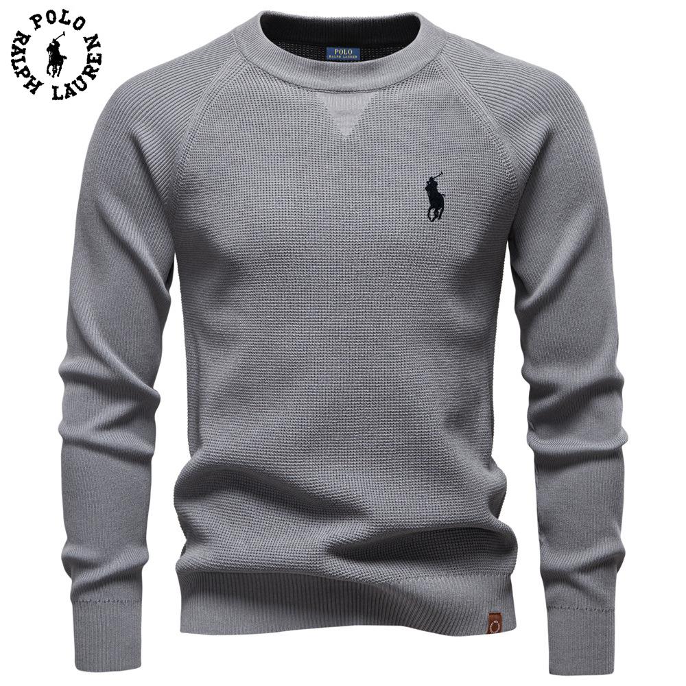 Polo Ralph Lauren 2025 Autumn and Winter Embroidery New Round Neck Fashionable Solid Color Sweater Men's High-quality Business Casual Knitted XL
