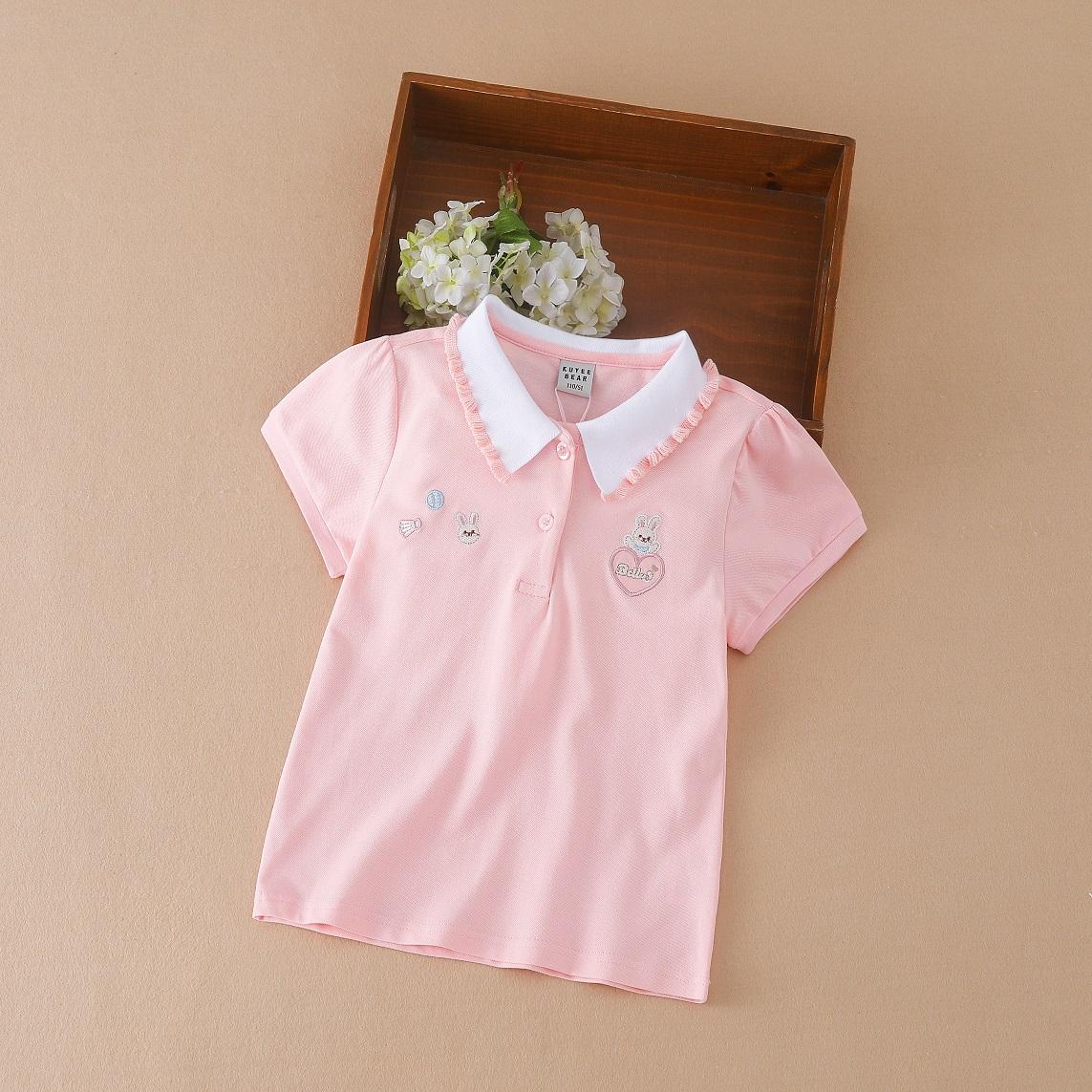 Kuyeebear Kinder T-shirt 2023 poloshirt met korte mouwen babymeisje zomer schattige katoenen top voor kinderen 140