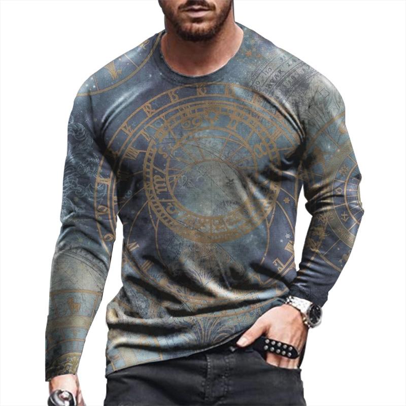 Transmission of love Lente en herfst heren oversized lange mouwen T-shirt Heren los T-shirt 3D geprint ronde hals XXL