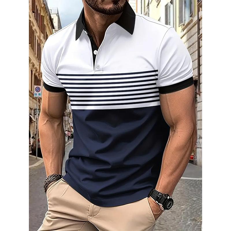 Haodingfushi 100% polyester heren zomer korte mouwen casual revers poloshirt, heren zakelijk poloshirt. 2XL