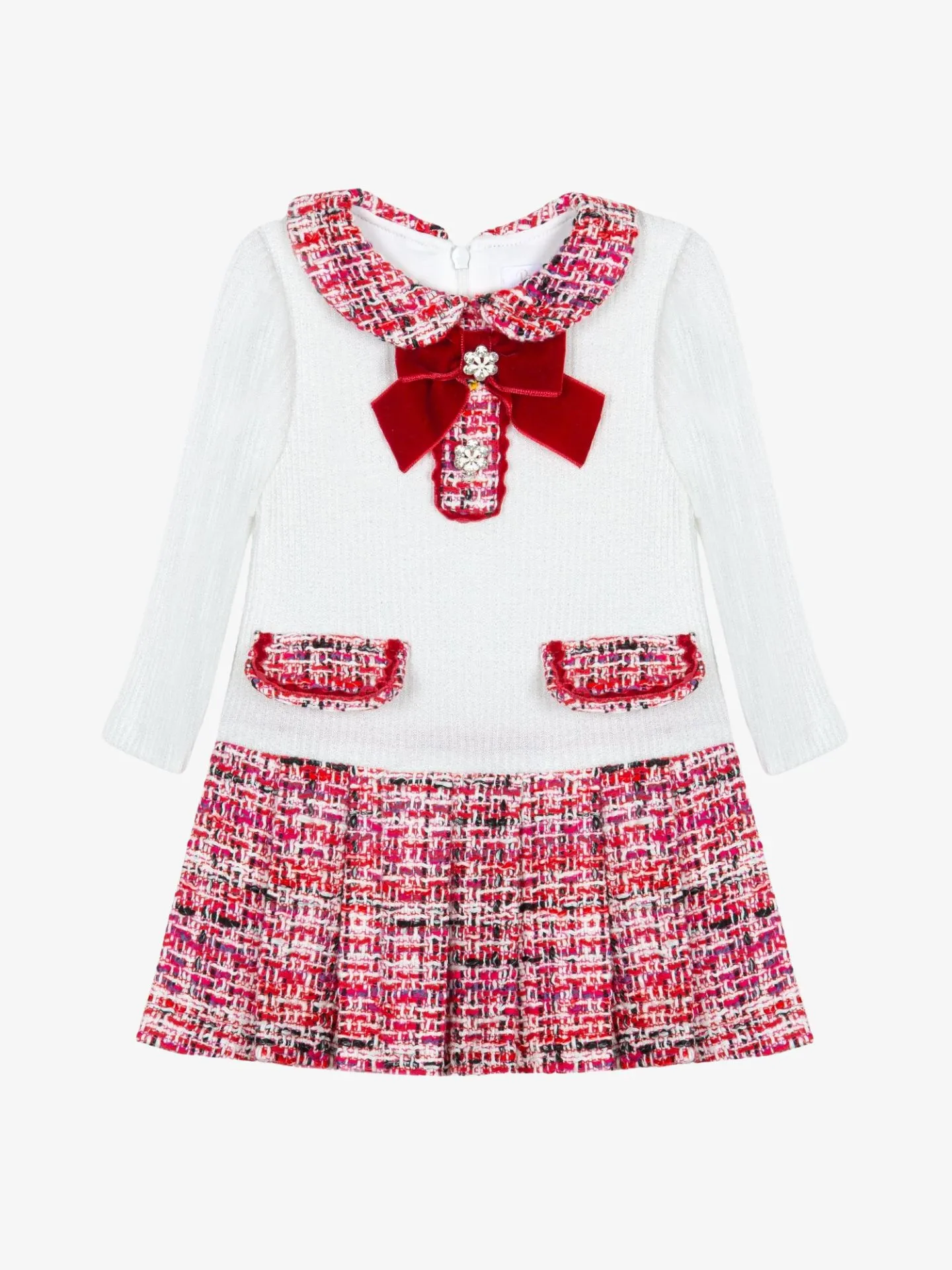 Patachou Meisjes jurk mini girl party royal red tweed