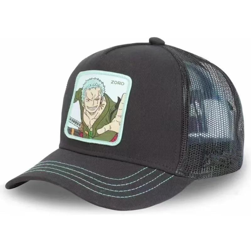 Kuake Duan Nieuw Merk Cartoon Anime Snapback Cap Katoen Baseball Cap Mannen Vrouwen Hip Hop Vader Hoed Trucker Mesh Hoed ZORO BLACK