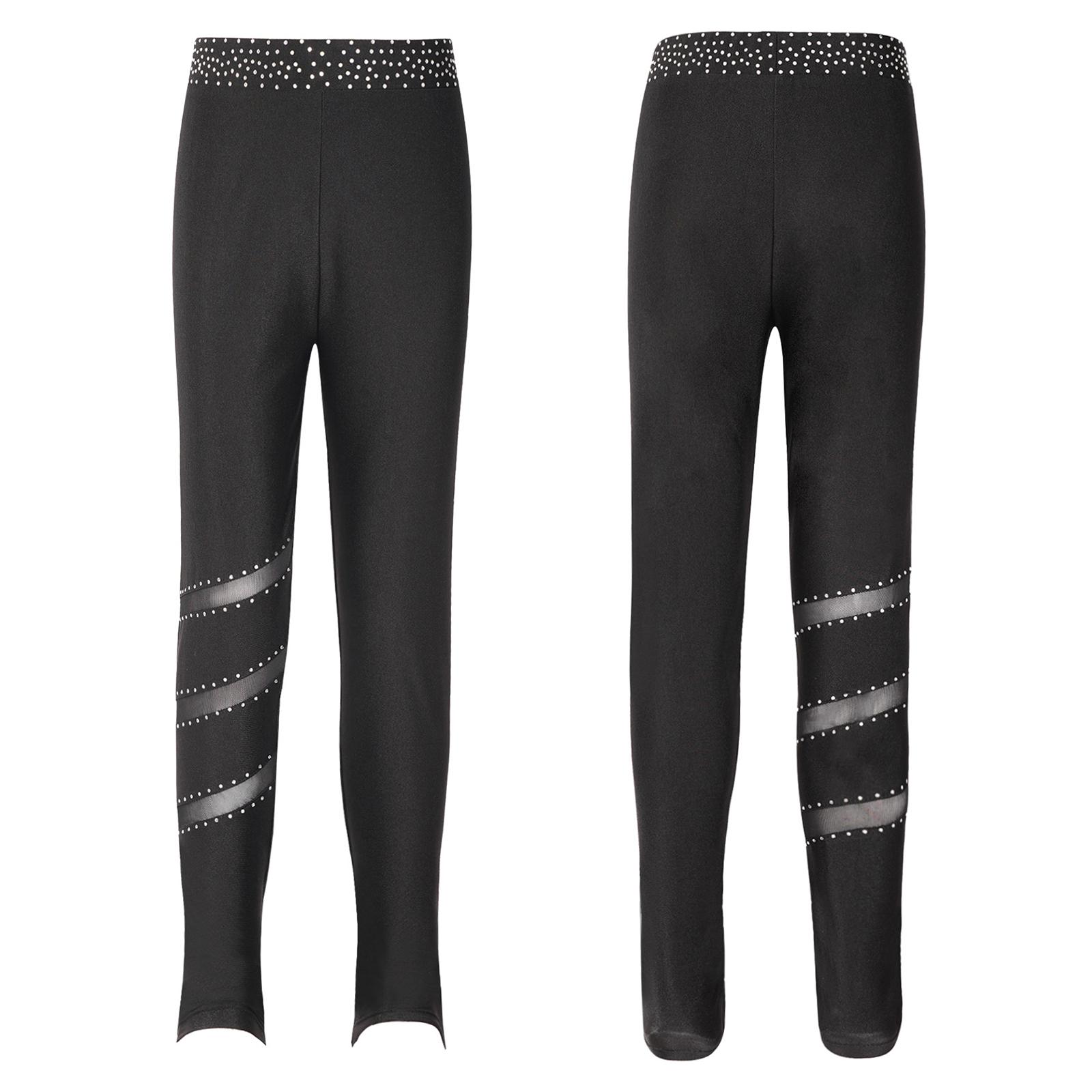 Sxiwei Kinderen Meisjes Ijs Kunstschaatsen Praktijk Lange Broek Panty Broek Strass Kind Schaatsen Legging 9-10 Years