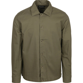 Marc O'Polo Sweater  Overshirt Linnen Blend Olijfgroen