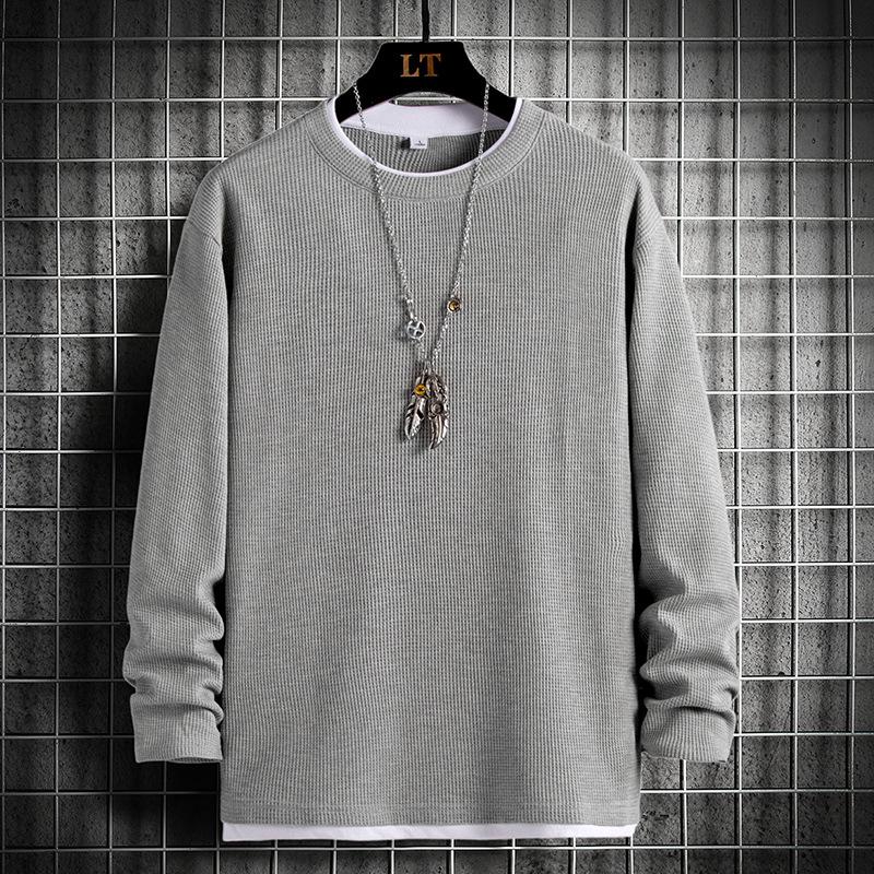 VantaGoods Heren Herfst Ronde Hals Lange Mouw Losse Trui - 2024 Trendy Gesplitst T-shirt 2XL