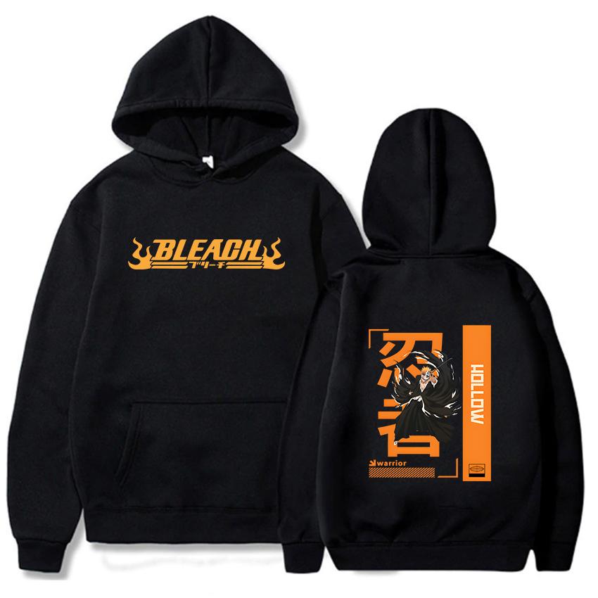 AA Luxury watch Hot Anime Bleach Harajuku Kurasaki Ichigo Manga mannen Top Gothic Cartoon Straat Kleding Lange Mouw heren Winter hooded Sweatshirt 4XL zwart