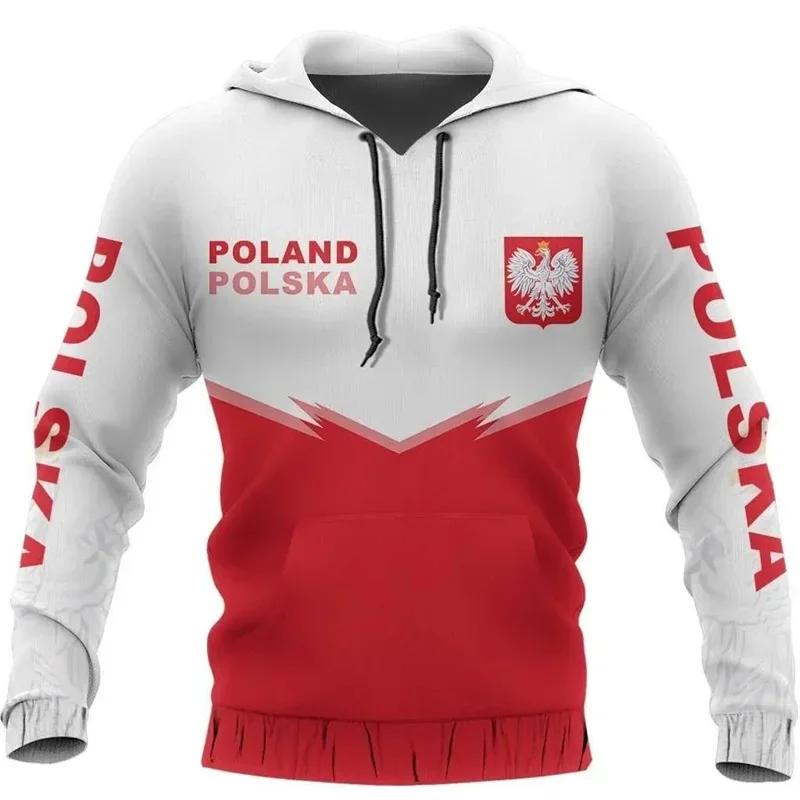 ETST 009 Poolse vlag badge hoodies heren grafische 3D geprinte Poolse geest totem patroon nieuw in hoodies & sweatshirts hip hop pullover tops 4XL