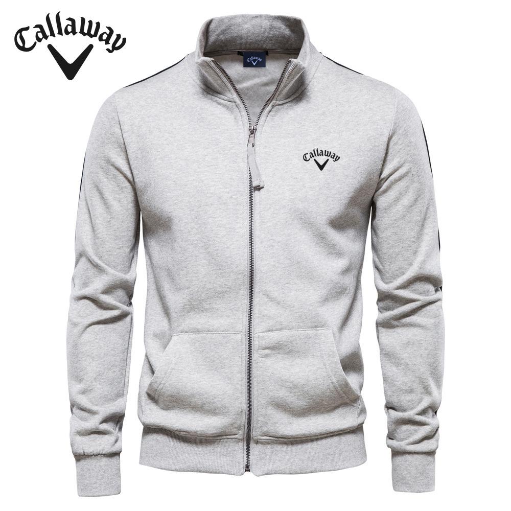 Callaway Geborduurde Herfst Winter Nieuwe Heren Opstaande Kraag Rits Lange Mouw Sweatshirt Sport Contrasterende Kleur Casual Cardigan Jas S