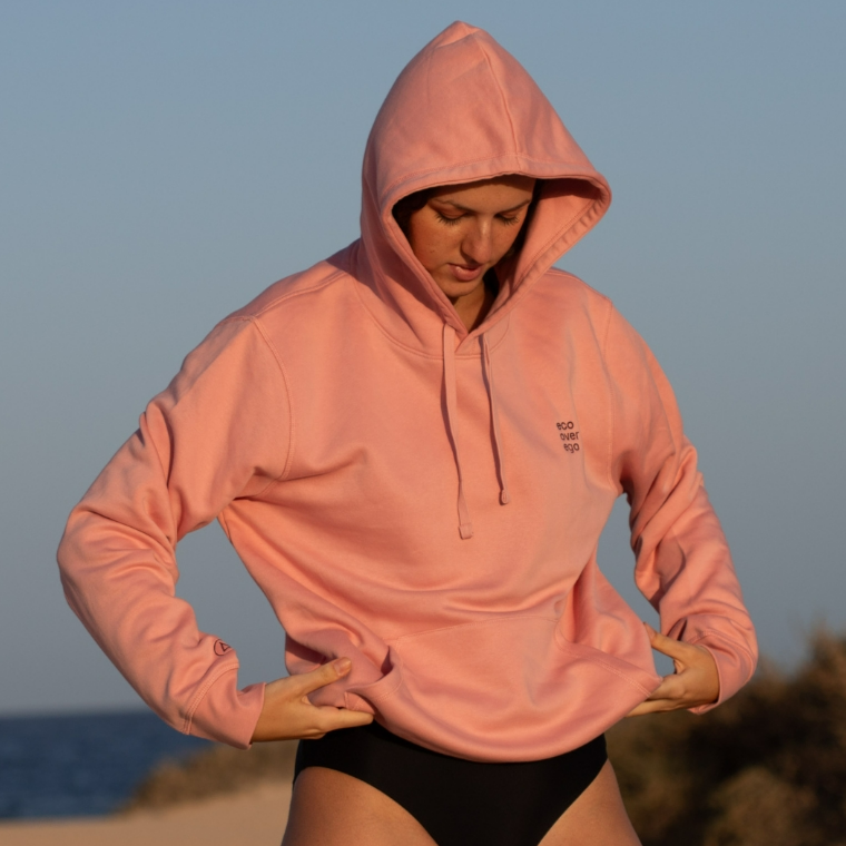 Inaska Damen vegan Hoodie Unisex Eco Statement Pink Berry