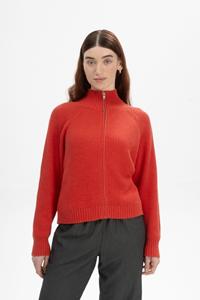MELA Damen vegan Strickjacke Rippe Kamuka Roter Apfel nge