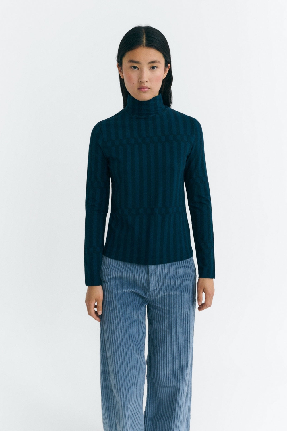 Thinking mu Damen vegan Top Ellen Gestreift Blau