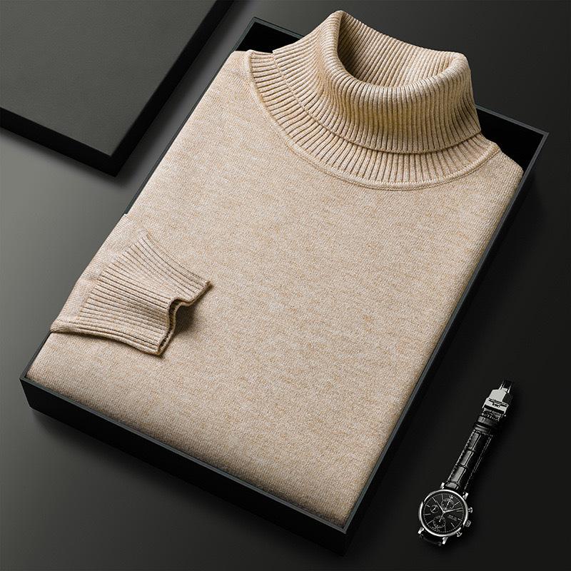 LAOHU Sweatwear Heren Pilling Gebreide Turtleneck Trui Slim Fit Lange Mouw Trui Trend Herenkleding L