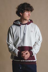 Trendsplant Herren vegan Hoodie Oversized Warm Heather Grey/Wine Red