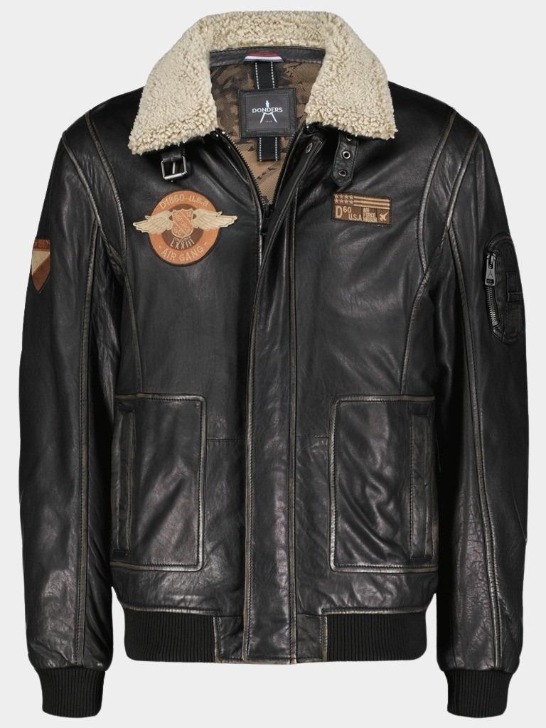Donders 1860 Lederen jack leather jacket with badges 52696.2/999