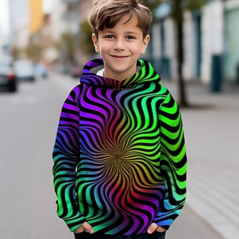 ETST WENDY 012 Kinderen Jongens Hoodie Lange Mouw 3D Print Gradiënt Kinderen Tops Mode Dagelijks Dagelijks Binnen Buiten Normale Pasvorm 3-13 Jaar 130CM