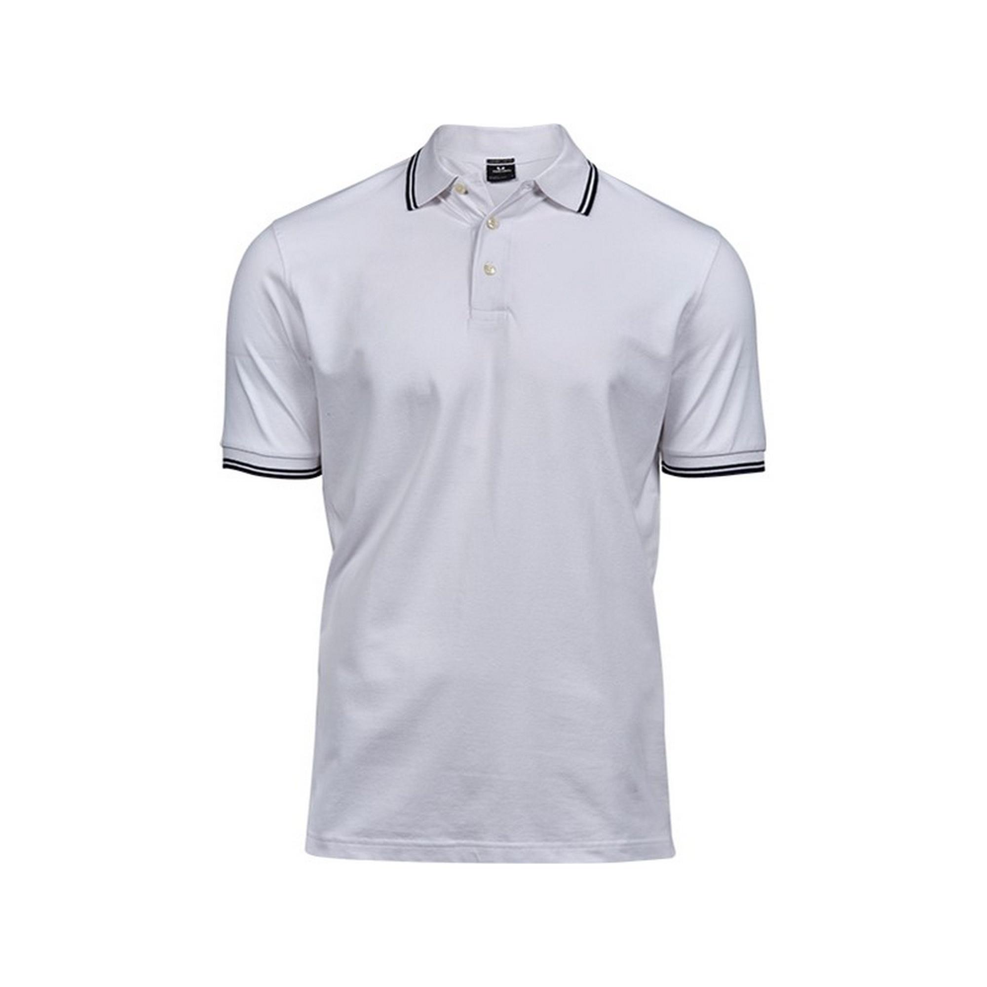 Tee Jays Heren luxe mode gestreept poloshirt S Vloot/wit