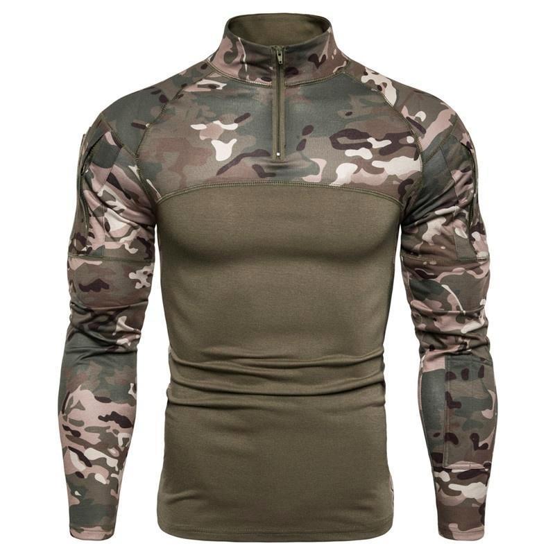 LissCocoA Heren camouflage T-shirts met lange mouwen en opstaande hals XXXL